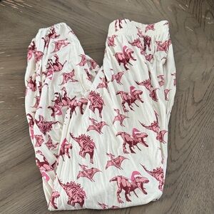 kate quinn Cream Leggings with Pink and Dark Pink Dinosaur Print